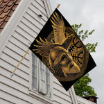 Gold Viking God Odin And Crow Print House Flag