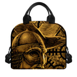 Gold Viking God Odin And Crow Print Insulated Lunch Bag