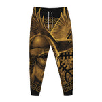 Gold Viking God Odin And Crow Print Jogger Pants
