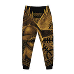 Gold Viking God Odin And Crow Print Jogger Pants