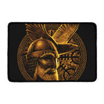Gold Viking God Odin And Crow Print Kitchen Mat