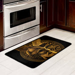 Gold Viking God Odin And Crow Print Kitchen Mat