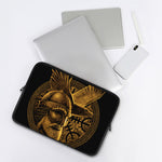 Gold Viking God Odin And Crow Print Laptop Sleeve