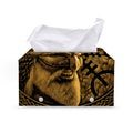 Gold Viking God Odin And Crow Print Leather Tissue Box Cover
