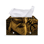 Gold Viking God Odin And Crow Print Leather Tissue Box Cover