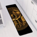 Gold Viking God Odin And Crow Print Long Kitchen Mat