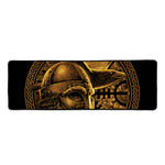 Gold Viking God Odin And Crow Print Long Kitchen Mat