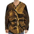 Gold Viking God Odin And Crow Print Long Sleeve Baseball Jersey