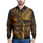 Gold Viking God Odin And Crow Print Men's Bomber Jacket