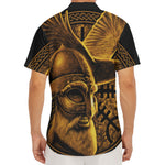 Gold Viking God Odin And Crow Print Men's Deep V-Neck Shirt
