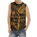 Gold Viking God Odin And Crow Print Men's Fitness Tank Top