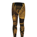 Gold Viking God Odin And Crow Print Men's Leggings