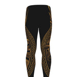 Gold Viking God Odin And Crow Print Men's leggings