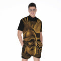 Gold Viking God Odin And Crow Print Men's Romper