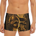 Gold Viking God Odin And Crow Print Men's Short Boxer Briefs