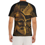 Gold Viking God Odin And Crow Print Men's Short Sleeve Rash Guard