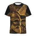 Gold Viking God Odin And Crow Print Men's Athletic T-Shirt