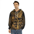 Gold Viking God Odin And Crow Print Men's Velvet Pullover Hoodie