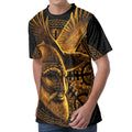 Gold Viking God Odin And Crow Print Men's Velvet T-Shirt