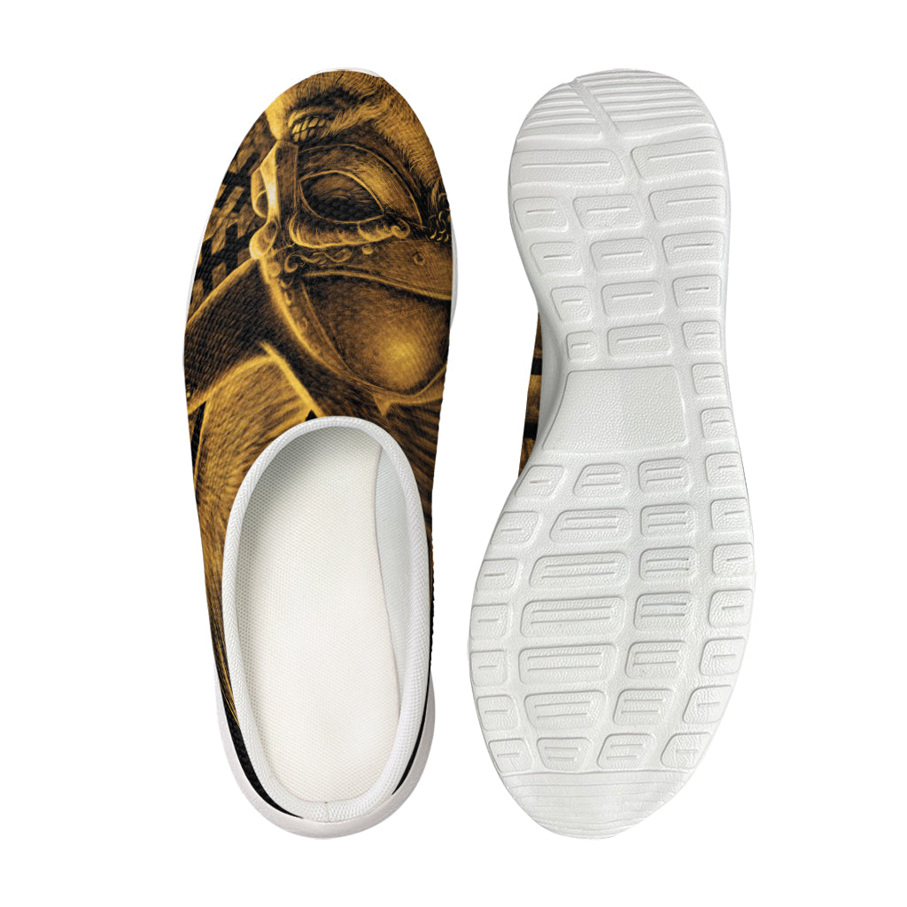 Gold Viking God Odin And Crow Print Mesh Casual Shoes