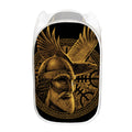 Gold Viking God Odin And Crow Print Mesh Laundry Hamper