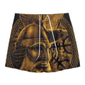 Gold Viking God Odin And Crow Print Mesh Shorts