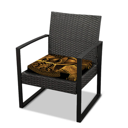 Gold Viking God Odin And Crow Print Outdoor Seat Cushion Cover