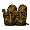 Gold Viking God Odin And Crow Print Oven Mitts