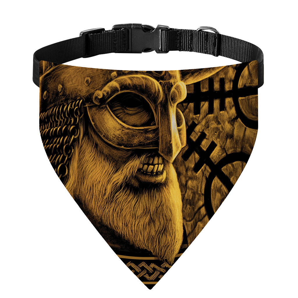 Gold Viking God Odin And Crow Print Over The Collar Dog Bandana