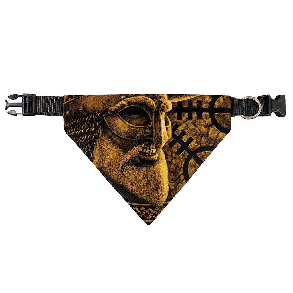 Gold Viking God Odin And Crow Print Over The Collar Dog Bandana