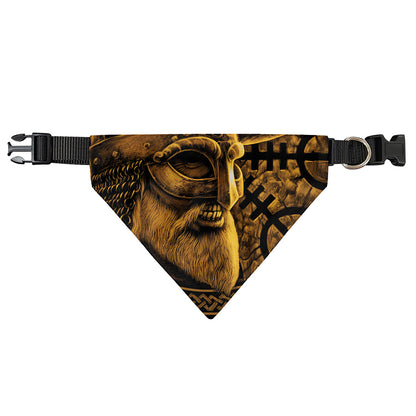 Gold Viking God Odin And Crow Print Over The Collar Dog Bandana