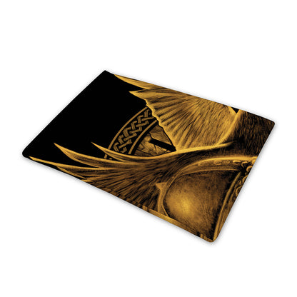 Gold Viking God Odin And Crow Print Pet Cooling Mat Cover