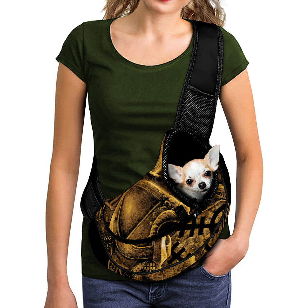 Gold Viking God Odin And Crow Print Pet Sling Carrier