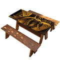 Gold Viking God Odin And Crow Print Picnic Table Cover
