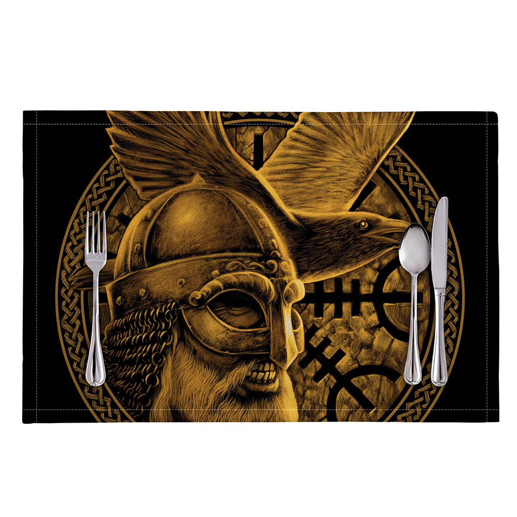 Gold Viking God Odin And Crow Print Placemat