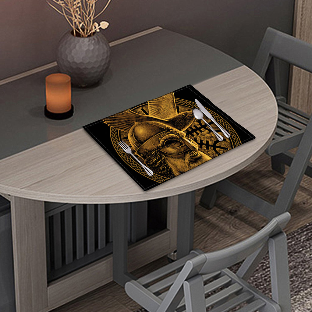 Gold Viking God Odin And Crow Print Placemat