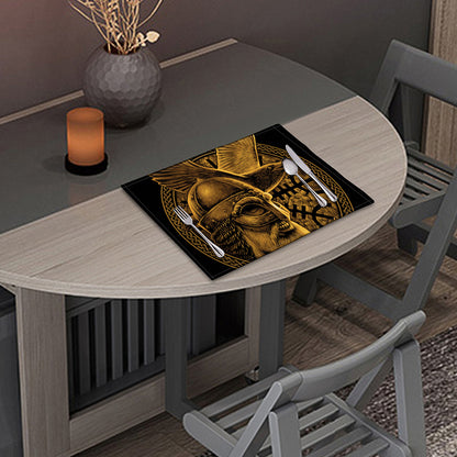 Gold Viking God Odin And Crow Print Placemat