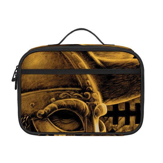 Gold Viking God Odin And Crow Print Portable Lunch Bag