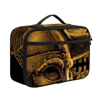 Gold Viking God Odin And Crow Print Portable Lunch Bag