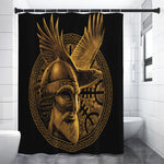 Gold Viking God Odin And Crow Print Premium Shower Curtain