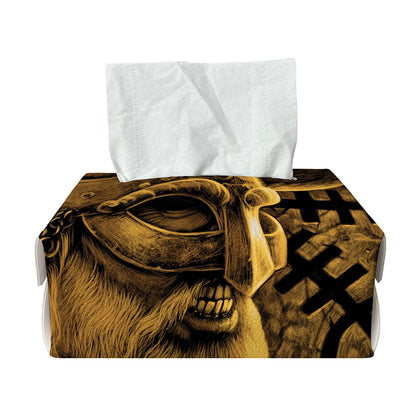 Gold Viking God Odin And Crow Print Rectangle Tissue Box Cover