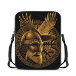 Gold Viking God Odin And Crow Print Rectangular Crossbody Bag