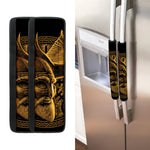Gold Viking God Odin And Crow Print Refrigerator Handle Covers