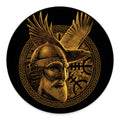 Gold Viking God Odin And Crow Print Round Floor Mat