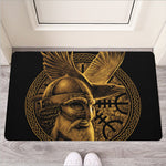 Gold Viking God Odin And Crow Print Rubber Doormat