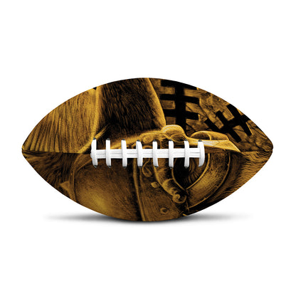 Gold Viking God Odin And Crow Print Rugby Ball