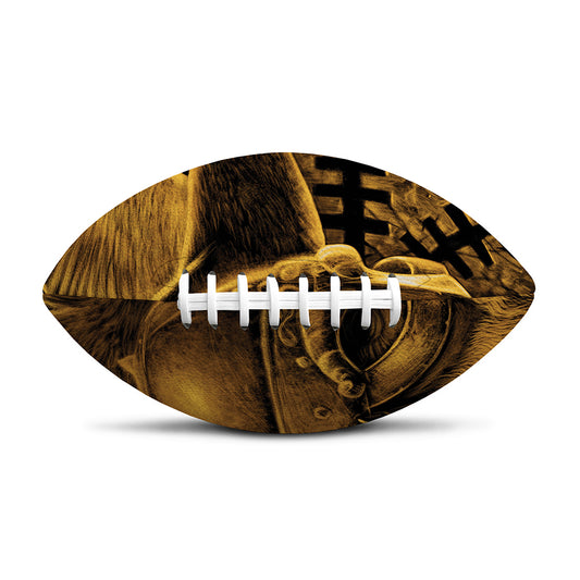 Gold Viking God Odin And Crow Print Rugby Ball