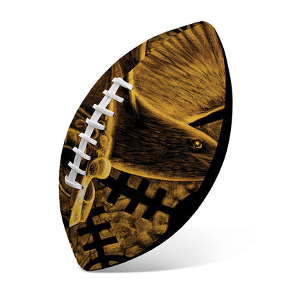 Gold Viking God Odin And Crow Print Rugby Ball