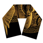 Gold Viking God Odin And Crow Print Scarf