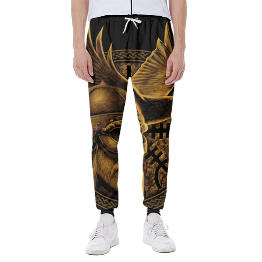 Gold Viking God Odin And Crow Print Scuba Joggers